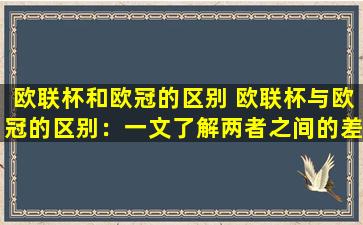 欧联杯和欧冠的区别 欧联杯与欧冠的区别：一文了解两者之间的差异